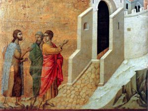 Duccio, les disciples d'Emmmaüs, 1300