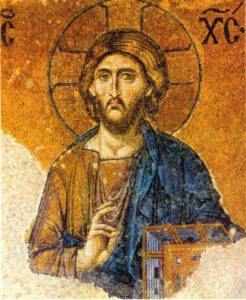 Le Christ Pantocrator de la mosaïque de la Déisis (XIIIe s.) à Sainte-Sophie (Istanbul, Turquie)