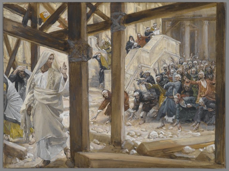 James Tissot, Les juifs prirent des pierres pour lapider Jésus, 1896