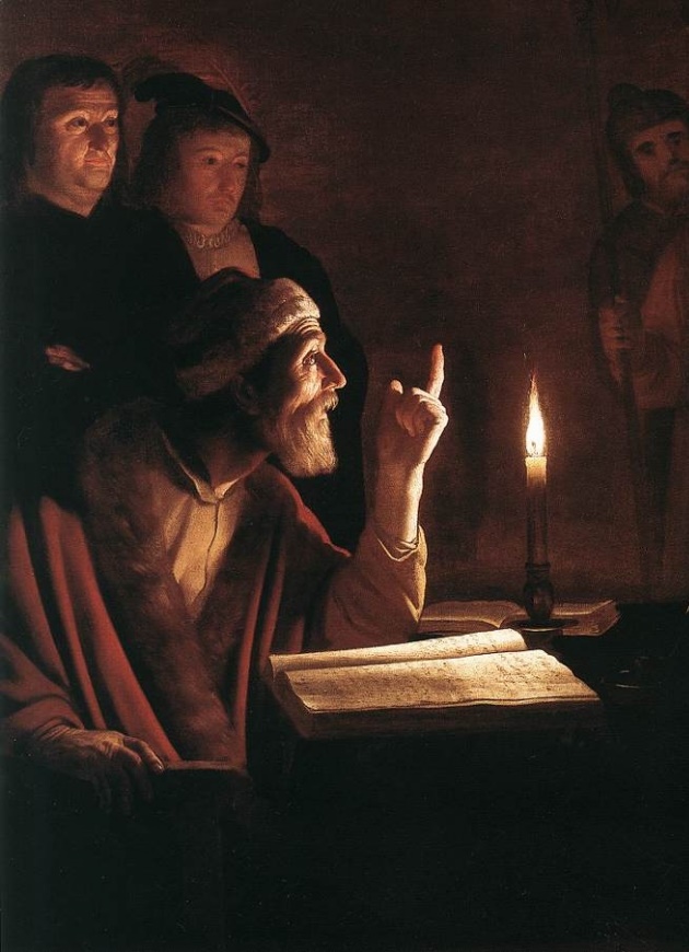 Le Christ devant le grand prêtre Caïphe,(détail), par Gerrit van Honthorst, vers 1617