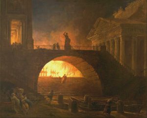 Robert Hubert, incendie de Rome, 1785.