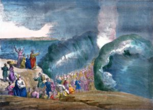 Le passage de la mer Rouge par les Hébreux, gravure de la fin du XIXe