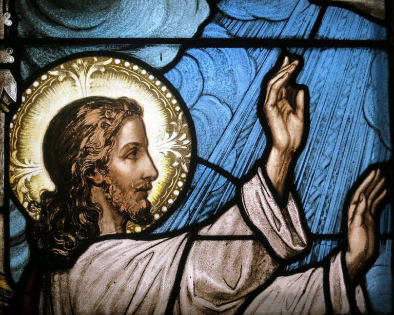 Saint Raphael, Catholic Church (Springfield,_Ohio) - stained glass, Jesus calms the storm, detail