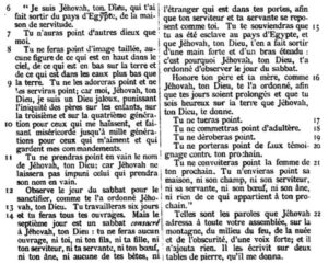 Dix commandements, Dt 5, Bible Crampon, 1904.