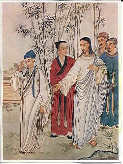Représentation chinoise de Jesus et le jeune homme riche, Beijing, 1879.