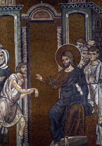Christ guérissant un homme à la main sèche, mosaïque Byzantine, Cathedrale de Monreal