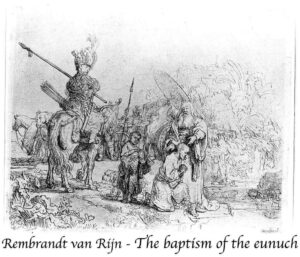 Rembrandt , le baptême de l'eunuque éthiopien par Phiippe,1650