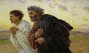 Eugène Burnand, Les Disciples Pierre et Jean courant au sépulcre le matin de la Résurrection, 1898