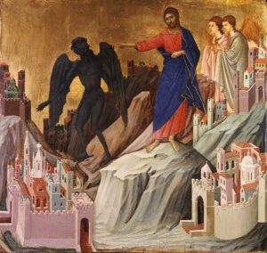 Duccio, Les tentations au désert, 1310