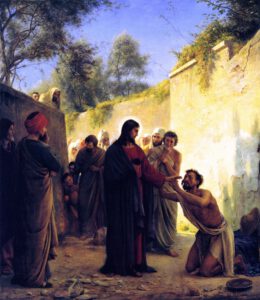 Carl Bloch, Guérison d'un homme aveugle par Jésus Christ, 1871