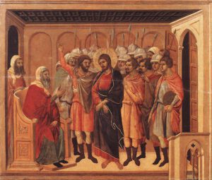 Duccio di Buoninsegna, Le Christ devant Hanne, 1311