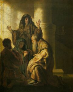 Rembrandt, Syméon et Anne reconnaissent le Seigneur Jésus, 1627