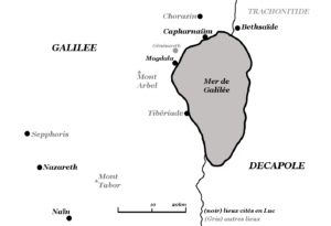 Carte géographique (Galilée) de l'évangile de Luc