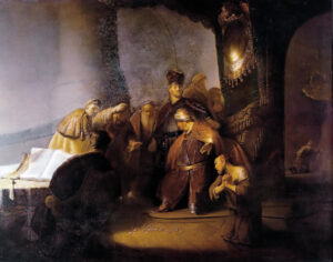 Rembrandt, Judas rapportant les 30 pièces, 1629