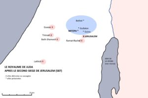 Carte : Ce qu'il reste du royaume de Juda après le second siège de Jérusalem (587)