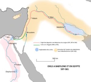 Carte : Exils à Babylone et en Égypte