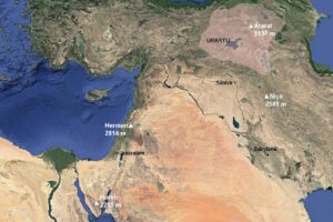 Le mont Ararat comparé aux autres sommets de la région du croissant fertile