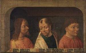 Les apôtres Philippe, Barthélémy et Matthias, 1500